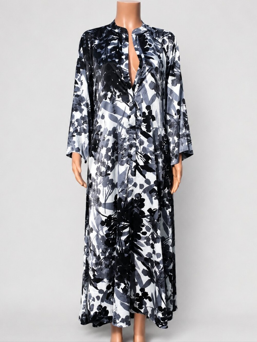 NWOT Natori Ottoman Print Zip Caftan Oversized XS